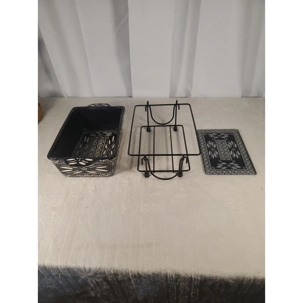 Temptation by Tara Old World Ovenware Black Loaf Pan and Rack 2 Count